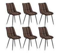WOLTU 6 X Chaise de Salle à Manger Chaise Design Moderne Assise en Tissu Scientifique Bien rembourrée Cadre en métal,Brun Foncé BH247dbr-6