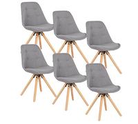 WOLTU 6 X Chaises de Cuisine chaises de Salle à Manger en Lin et Bois Massif, chaises de Loisirs chaises de Salon Gris, BH54gr-6