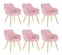 WOLTU 6 X Chaises de Cuisine Confortable,Chaises de Salle à Manger Fait de Velours et métal,Rose BH232rs-6