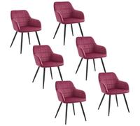 WOLTU 6 x Chaises de salle à manger siège bien rembourré en velours, Chaise de cuisine, pieds en métal, Bordeaux