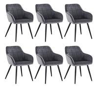 WOLTU 6 x Chaises de salle à manger siège bien rembourré en velours, Chaise de cuisine, pieds en métal, Gris Foncé