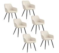 WOLTU 6 x Chaises de salle à manger siège bien rembourré en velours, Chaise de cuisine, pieds en métal, Crème Blanc