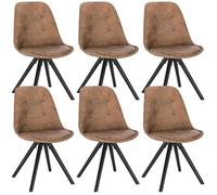 WOLTU 6 x Chaisess de salle à manger, Chaises de cuisine, Siège en tissu scientifique, Pieds en bois massif, Brun Foncé
