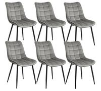 WOLTU 6X Chaise de Salle à Manger, Chaise de Cuisine, Assise rembourrée en Velours épais, Pieds en métal, Gris Clair