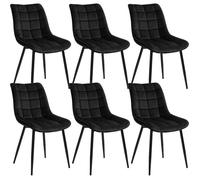 WOLTU 6X Chaise de Salle à Manger, Chaise de Cuisine, Assise rembourrée en Velours épais, Pieds en métal, Noir