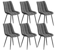 WOLTU 6X Chaise de Salle à Manger, Chaise de Cuisine, Assise rembourrée en Velours épais, Pieds en métal, Gris Foncé