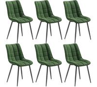 WOLTU 6X Chaise de Salle à Manger, Chaise de Cuisine, Assise rembourrée en Velours épais, Pieds en métal, Vert Foncé