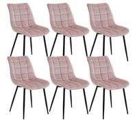 WOLTU 6X Chaise de Salle à Manger, Chaise de Cuisine, Assise rembourrée en Velours épais, Pieds en métal, Rose