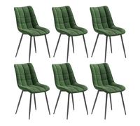WOLTU 6X Chaise de Salle à Manger Chaise Design Moderne Assise en Velours Bien rembourrée Cadre en métal, Vert Foncé.