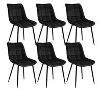 WOLTU 6X Chaise de Salle à Manger Chaise Design Moderne Assise en Velours Bien rembourrée Cadre en métal,Noir.
