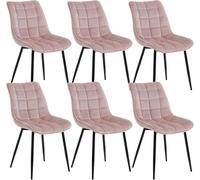 WOLTU 6X Chaise de Salle à Manger Chaise Design Moderne Assise en Velours Bien rembourrée Cadre en métal, Rose.
