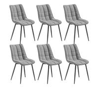 WOLTU 6X Chaise de Salle à Manger Chaise Design Moderne Assise en Velours Bien rembourrée Cadre en métal, Gris Clair.