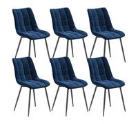 WOLTU 6X Chaise de Salle à Manger Chaise Design Moderne Assise en Velours Bien rembourrée Cadre en métal,Bleu.