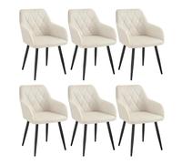 WOLTU Chaise Salle à Manger Lot de 6,Velours,Crème Blanc | Chaise avec Accoudoir Haut Rembourré, Pieds en Métal, pour Salle à Manger, Salon et Chambre