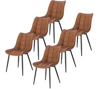 WOLTU 6x Chaises de salle à manger, Chaises de Cusine, Assise rembourrée en Similicuir, pieds en métal, Brun Clair W0ATT0102-6