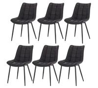 WOLTU 6x Chaises de salle à manger, Chaises de Cusine, Assise rembourrée en Similicuir, pieds en métal, Anthracite W0ATT0098-6