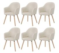 WOLTU 6x Chaises de salle à manger en velours, Chaise pour cuisine,salon,café, Pieds en bois massif, Crème W0ATT0007-6