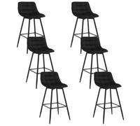 WOLTU 6X Tabouret de Bar, Chaise de Bar, Assise rembourrée en Velours avec Pieds et Repose-Pieds en métal,Noir
