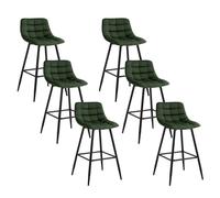 WOLTU 6X Tabouret de Bar, Chaise de Bar, Assise rembourrée en Velours avec Pieds et Repose-Pieds en métal,Vert Foncé
