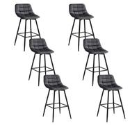 WOLTU 6X Tabouret de Bar, Chaise de Bar, Assise rembourrée en Velours avec Pieds et Repose-Pieds en métal,Gris Foncé