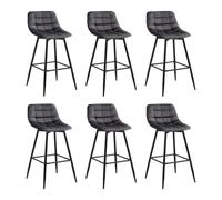 WOLTU 6X Tabouret de Bar Style Bistro Chaise Haute pour Bar Assise rembourrée en Velours Doux avec Cadre en métal, Gris Foncé, BH143dgr-6