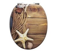 WOLTU Abattant WC Couvercle WC en Bois MDF Soft Close avec Frein de Chute pour Couvette en O Siège de Toilette Charnières Zinguées et Inoxyables Ajustables, Montage par-Dessous