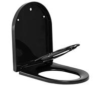 WOLTU Couvercle de WC avec siège enfant, siège de WC avec abaissement automatique pour la famille, couvercle de WC en forme de D Noir
