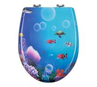 WOLTU Abattant WC, Lunette WC, Abattant WC avec Frein de Chute, Lunette de Toilette, Dégagement Rapide, en Forme O, Montage par le haut ou par le bas, en UF, 2512