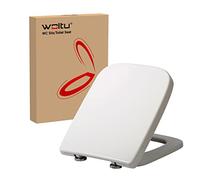 Siège de WC avec système d'abaissement progressif, fixation rapide, plastique thermodurci, fermeture en douceur, revêtement antibactérien, blanc
