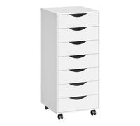 WOLTU Armoire de classement à roulettes avec 5/6/7 tiroirs, commode de bureau blanche, organisateur de dossiers pour bureau, chambre et salle d'étude 7 Drawers