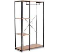 WOLTU Armoire de rangement,Étagère à vêtements,Portant à vêtements en bois et acier,90 x 40 x 167cm,Noir Chêne clair