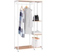 WOLTU Armoire de rangement,Étagère à vêtements,Portant à vêtements en bois et acier,90 x 40 x 167cm, Blanc Chêne Clair