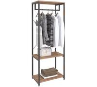 WOLTU Armoire de rangement - Métal et bois - Noir et chêne clair - 60 x 40 x 167 cm