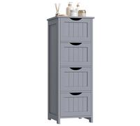 WOLTU Armoire de salle de bain, commode à 4 tiroirs, armoire à pharmacie, armoire latérale, armoire polyvalente BLANC