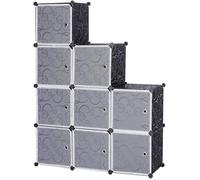 WOLTU DIY Armoire Plastique Chambre Faite de modules avec Porte pour Le Stockage de vêtements, Accessoires, Jouets, Livres,Chaussures,9 Cubes,Noir SR0055sz