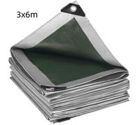 WOLTU GZ1210grg05 Bâche de Protection PE Bâche Piscine 3x6m 180g/m²,Couverture étanche bâche imperméable et indéchirable, Gris/Vert
