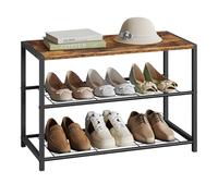 WOLTU Banc à Chaussures Étagère à Chaussures pour l’entrée e Couloir, Meuble de Rangement 2 Niveaux pour Environ 6 Paires de Chaussures, MDF et Métal