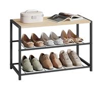 WOLTU Banc à Chaussures Étagère à Chaussures pour l’entrée e Couloir, Meuble de Rangement 2 Niveaux pour Environ 6 Paires de Chaussures, MDF et Métal