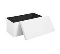 WOLTU Banc Coffre Rangement, Pouf de Rangement avec Couvercle, Pliable | 76x38x37 cm, Siège Rembourré en Polaire Teddy, pour Entrée, Salon, Blanc