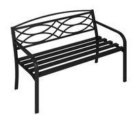 WOLTU Banc de Jardin 3 Places en Métal, Noir, 127x83x59,5 cm