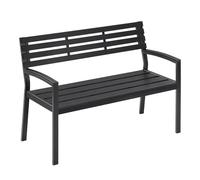 WOLTU Banc de Jardin, Banquette Extérieure pour 2 à 3 Personnes, Résistant aux Intempéries, Cadre en Métal, 115x55x85 cm, Charge de 280kg, avec Dossier et Accoudoirs, pour Jardin, Terrasse, Noir