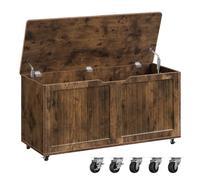 WOLTU Banc de Rangement à roulettes, 100 x 50,5 x 40 cm, Coffre de Rangement avec Couvercle Rabattable à Charnières, pour Chambre, Entrée, Salon, Brun Rustique