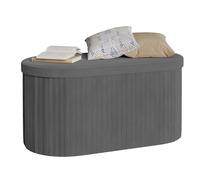 WOLTU Banc de Rangement, Banquette Coffre, 76L, Pliable, Couvercle Amovible, en Velours, Ovale, 76x38x38 cm, Gris Foncé