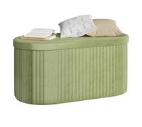 WOLTU Banc de Rangement, Banquette Coffre, 76L, Pliable, Couvercle Amovible, en Velours, Ovale, 76x38x38 cm, Vert