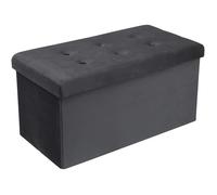 WOLTU Banc de Rangement en Velours, Pliable Cube Coffre de Rangement, Capacité de Charge 300kg, 80L, 76x37,5x38cm, Gris