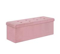 WOLTU Banc de Rangement en Velours, Tabouret Pouf Pliable | Capacité de Charge 300 kg, 80 L, 110x37.5x38cm Rose Clair