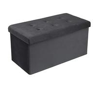 WOLTU Banc de Rangement en Velours, Tabouret Pouf Pliable, Capacité de Charge 300 kg, 80 L 76x37,5x38 cm Gris