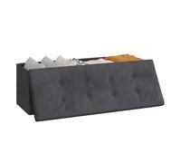 WOLTU Banc de Rangement Pliable, Pouf Tabouret Rembourré de Grande Capacité de 118L, Charger 300KG, 110x37,5x38cm, Gris