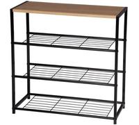 WOLTU Banc Etagère à chaussures avec 3 étagères,Meuble de rangement pour 9 paires de chaussures,Etagère en bois et métal