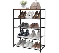 WOLTU Banc Etagère à chaussures avec 4 étagères,Meuble de rangement pour 12 paires de chaussures, Etagère en bois et métal